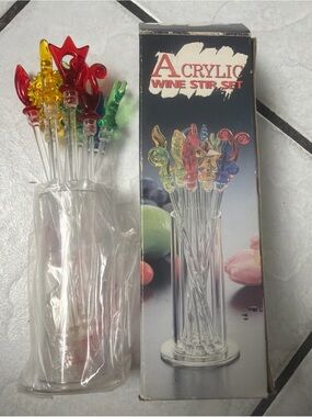 Vintage lot 12 Tulip Swizzle Stir Sticks 8” Long Assorted Color 80's Plant stick